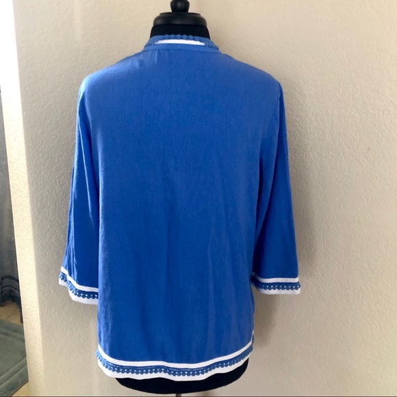 SAN TROPEZ WEST BLUE/WHITE BLOUSE - Picture 3 of 7